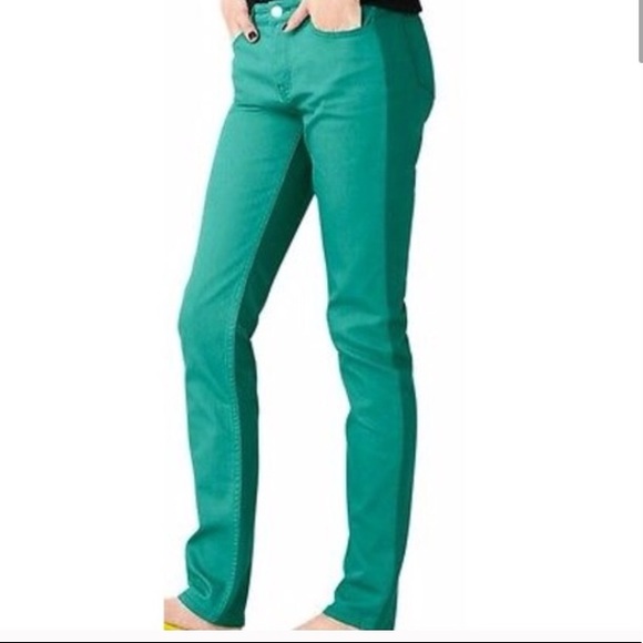 Kate Spade 2 toned teal color skinny jeans size 25 inseam 31